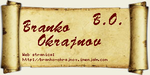 Branko Okrajnov vizit kartica